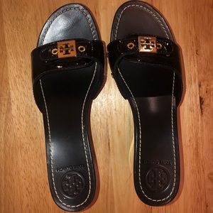 Tory Burch womens Black wedge sandals